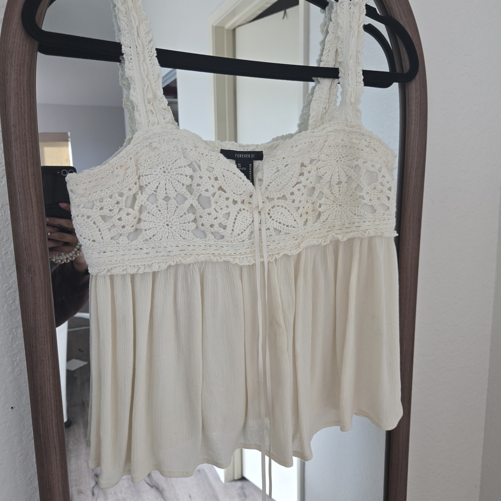 Forever 21 Cream Lace Crochet Blouse